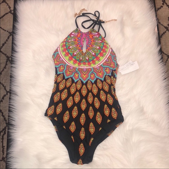 Trina Turk Moroccan Medallion High Neck One-Piece - Picture 4 of 8